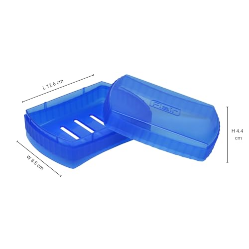 Image of FLAIR Estella Soap Case with Drainage | Reusable & Durable Soap Box | Modern Bathroom Soap Holder (1, T.Blue)