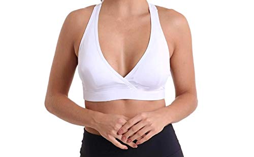 Top Feminino Fitness Suplex Branco transpassado Nadador Academia