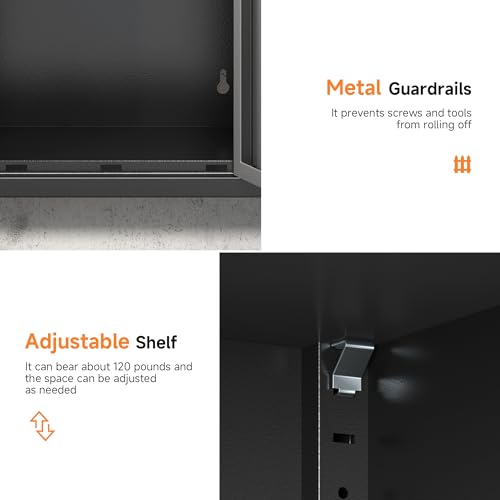 Coolsun Garage Wall Cabinet, 26" H Metal Wall Cabinet with Lockable Doors and Adjustable Shelf, Wall Mounted Metal Storage Cabinets for Garage Assembly Required (26" H Black Gray)