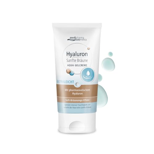 Hyaluron Sanfte Bräune Aqua Gelcreme - mit ultraleichter Textur und Bräunungseffekt - feuchtigkeitsspendend und pflegend - medipharma cosmetics - 150 ml
