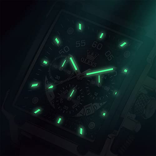 OLEVS Watches for Men Quartz Chronograph Leather Fashion Dress Watch Date Waterproof Luminous Casual Square Business Wrist Watches …