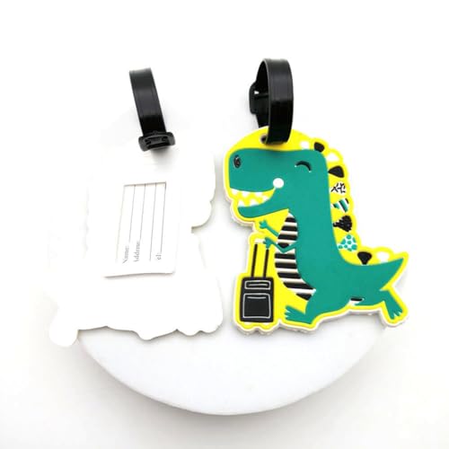 Cute Cartoon Dinosaur Silicone Luggage Tag Fun Triceratops Travel Bag Tag Personalized Labels for Cruise Airport (T-Rex)3