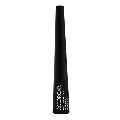 Colorbar All-Matte Eye Liner - Liquid Eyeliner with Innovative Applicator for Precision - Quick-Drying and High-Pigment - 001 Matte Black - 0.08 oz