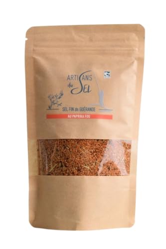 ARTISANS DU SEL – Sel Fin Aromatisé de Guérande Artisanal IGP au Paprika Fou – 100% Naturel - Sachet de 200g