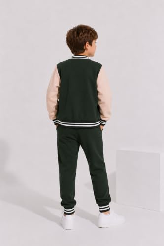 Image of Cakaner Boys Color Block Button Down Shirt and Jogger Pants Button Up Sweatsuits Sets (Size: 5-12T)