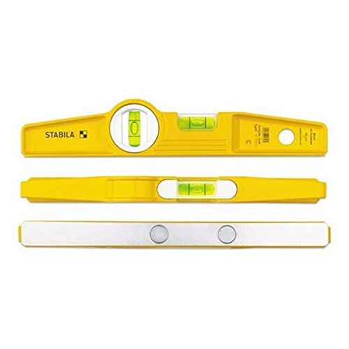 Stabila Type81SREM 25cm/10-inch Rare Earth Magnetic Spirit Level with Holster, Yellow/Black