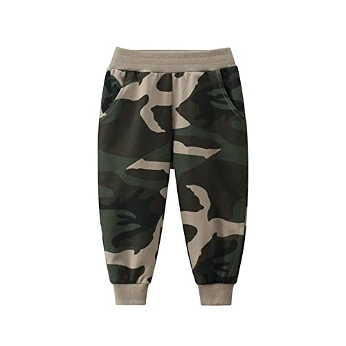 Image of HUAER& Baby Boy's Jogger Pants Dinosaur Car Animal Print Drawstring Elastic Sweatpants (1-Pack 2-Pack)