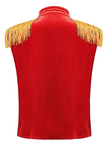 Choomomo Kids Military Drummer Waistcoat Halloween Carnival Circus Fringe Epaulet Gold Lace Dressy Vest2