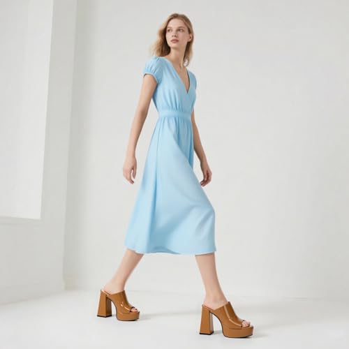 Image of Women Square Open Toe Platform Chunky Heel Slide Sandals