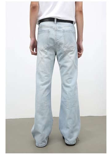 Men's Mid Rise Baggy Jeans Hip Hop Seam Flare Wide Leg Denim Pants Teen Boys Vintage Wash Loose Fit Y2K Jeans2