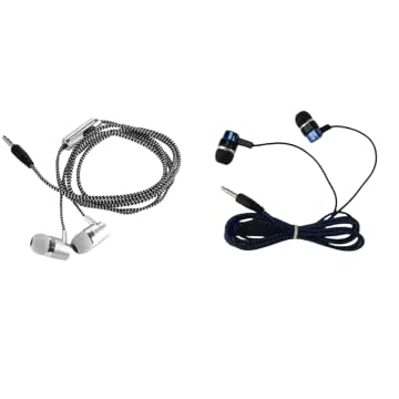 Wired Headphones & Earphone Pack of 2 (White & Blue) VIP1 Stereo bass