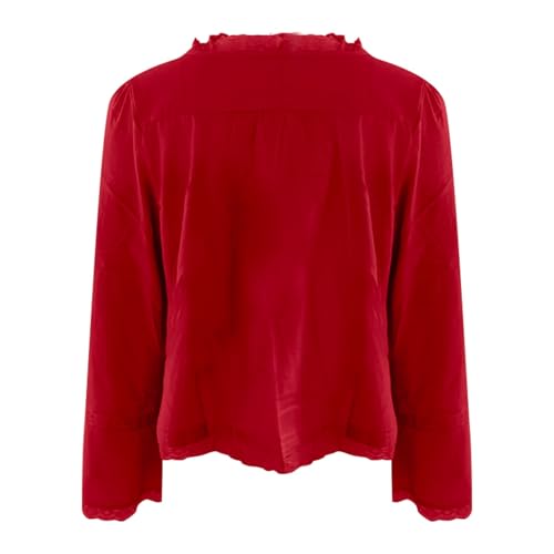 Miyaomn Women's Lace Tie Front Crop Top Y2k Coquette Long Sleeve Button Down Cardigan Flowy Boho Peplum Shirts Going Out Tops - Image 6