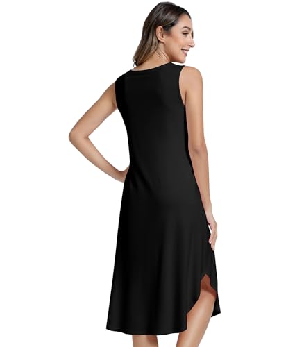 Image of NACHILA Women's Nightgowns-Viscose Made from Bamboo,Sleeveless Tank Night Gown Crew Neck Sleep Dress Cool Sleepshirts
