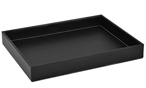 Super UD - Rechteckiges Tablett aus PU-Leder, Leder, schwarz, 33cmx25cmx4cm