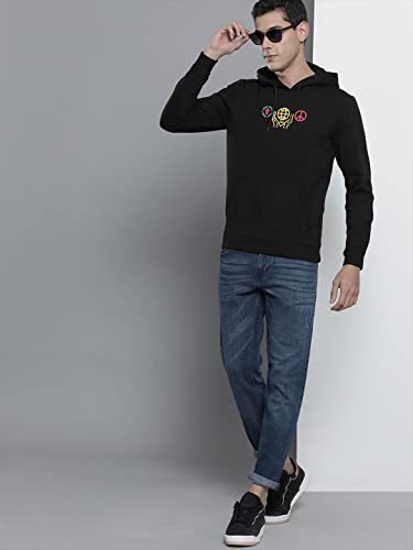 Image of The Indian Garage Co Men Regular Fit Typography Overhead Hooded Sweatshirt