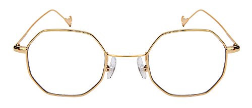 Edge I-Wear Retro Chic Octagon Shaped Metal Sunglasses with Flat Lens E1122