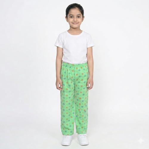 Image of IndiWeaves Regular Fit Pure Cotton Pajama Pants with All Over Print for Girls (Multicolor Designs)(Pack of 4)