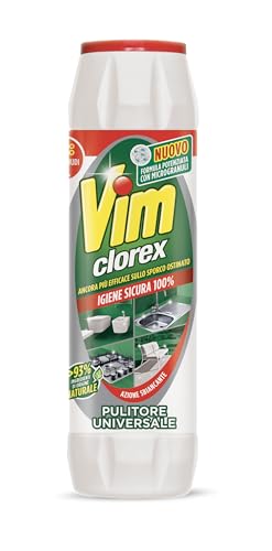 Vim Clorex, Pulitore Universale contro lo Sporco Ostinato, Sgrassante per Superfici Dure e Delicate, Formula con Microgranuli per Pulizia Profonda della Casa, 750 ml