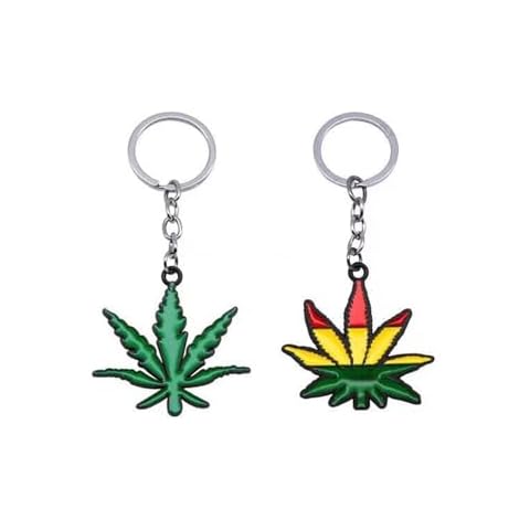 Yooce 420 Leaf Keychain Key Ring Metal Keyring, 2Pcs Cover