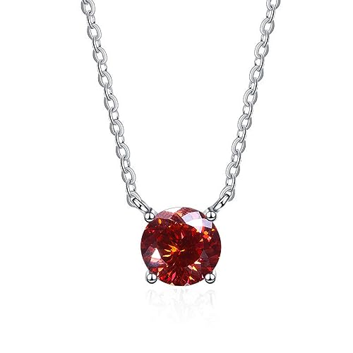 SDGBCXD， Collar con Colgante de moissanita de 1 quilate for Mujer, Color D VVS1, Collar de Diamantes Rojo/Azul/Rosa, Collar de Plata de Ley 925 for Mujer con Certificado ，Collares(Red)