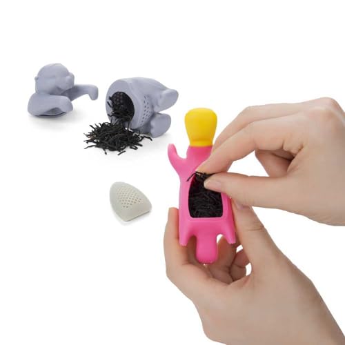 Tea Infuser for Loose Leaf Tea - Par-Tea Pack Silicone Strainer Animals, A Fun and Ideal Gift for Tea Lovers, Friends, and Family, 5-Pack Loose Leaf Steeper Set in Soft Multi-Color Designs