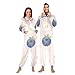 Yuiboo Blueberry & Cheerful White DaisyUnisex Adults One Piecing Pajamas for Women Men Sleepwear Homewear with Hood