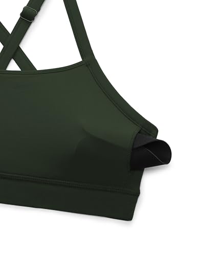 Image of CRZ YOGA Butterlift Cross Back Sports Bras | Medium Support, Removable Pads, Yoga, Buttery Soft, Scoop Neck, Cut-Out, Adjustable Thin Straps, for Women