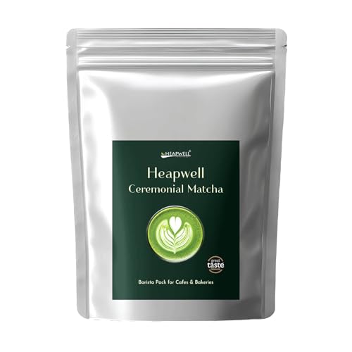 Heapwell Matcha Ceremonial Grade, Kagoshima & Uji - 250 g | AA-Grade Powder | Big Barista Pack | Authentic Japanese Origin | Perfect for Cafe, Bakery or Restaurant | Contains L-Theanine & Antioxidants