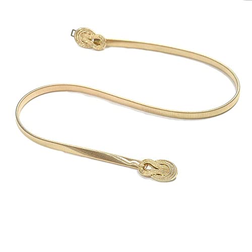 2PCS Women's Elastic Stretch Chain Belt for Dresses, Skinny Thin Gold/Silver Color Waist Belt for Ladies3
