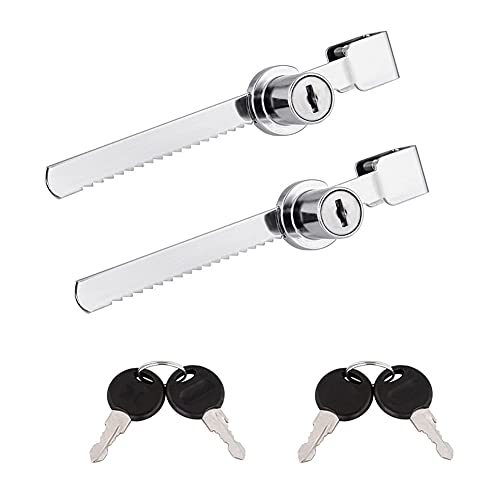 Sliding Glass Door Ratchet Lock, Drawer Display Case Showcase Security Locks, Sawtooth Lock, Chrome Finish, Fit Thickness 0.15"-0.3" (2 Pack) Cover