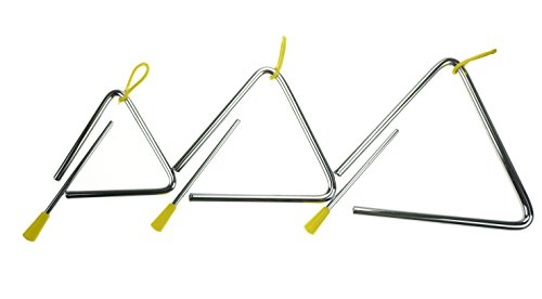 Bilipala Steel Rhythm Musical Percussion Triangle Instruments with Strikers, Set of 3