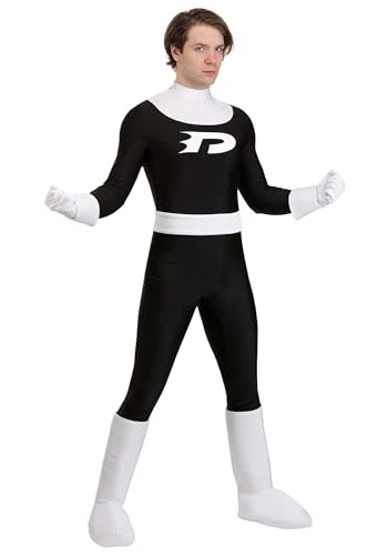 Mens Nickelodeon Danny Phantom Costume Jumpsuit with Belt Gloves and Boot Covers for Halloween and Cosplay Large