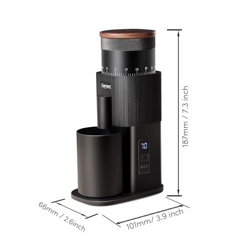 Image of Portable Electric Burr Coffee Grinder,Wirsh Geimori T38 with 3600mAh Battery& Stepless Adjustment for Espresso,Pour Over,French Press, Single Dose, Fast USB-C Charging,Travel & Home Use,Black