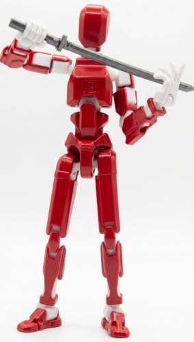 Image of (Do it Yourself) Action Figure Toys,DIY Assembly Dummy 13 Action Figures,Articulated Joints Robot,Gift Idea for Teens & Adults for 14+ (Red Armor White, Red Armor White)
