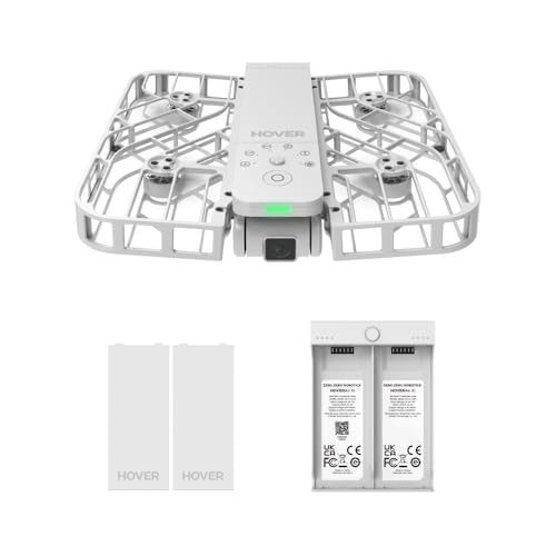 HOVERAir X1 Drone avec Camera, Drone Suivez-Moi avec Contrôle Mains Libres, Mine Drone avec Vidéo HDR, Trajectoires De Vol Intelligentes, Décollage de la Paume de la Mains Libres, Blanc (Combo Plus)
