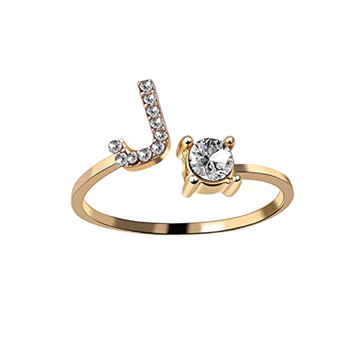 Bague initiale lettre J en or extensible pour femme