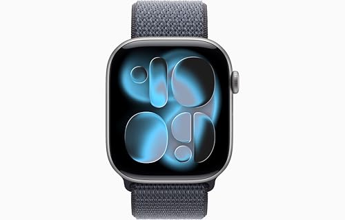 Image of Apple Watch Series 11 [GPS, 46mm] Space Gray Aluminum Case with Anchor Blue Sport Loop Band, One Size (Renewed)