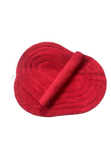 Image of My Home Cotton Door Bath Mat Super Soft Non Slip Mats for Bathroom, Door,Large, Pack of 2 (Oval Solid RED)
