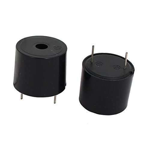 Aexit 2Pcs DC12V Transducers 2 Terminals Continuous Active Electronic Buzzer Alarm Piezo Transducers Black 23mmx19mm