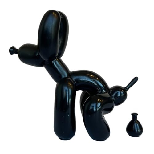 Escultura de Perro Haciendo Caca Negra, Regalo Divertido para los Amantes de Las Mascotas, día de la Madre, Estatua Decorativa estética de Perro de Globo, Figura de Animal pequeño para Mesa