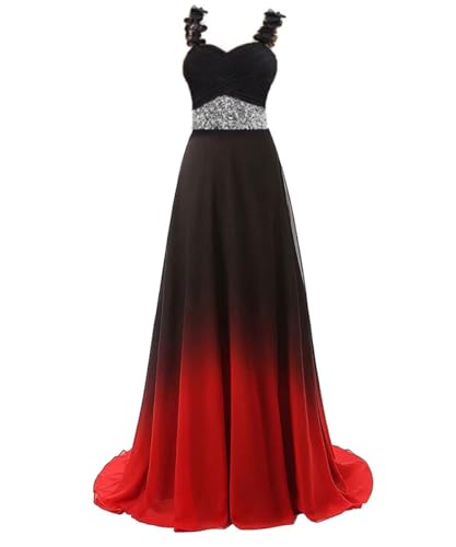 Amazon.com: Beilite Straps Sequins Ombre Evening Prom Dress Wedding Party  Gowns Gradient Color Chiffon Bridesmaid Dress Black&Red E 2 : Clothing,  Shoes & Jewelry