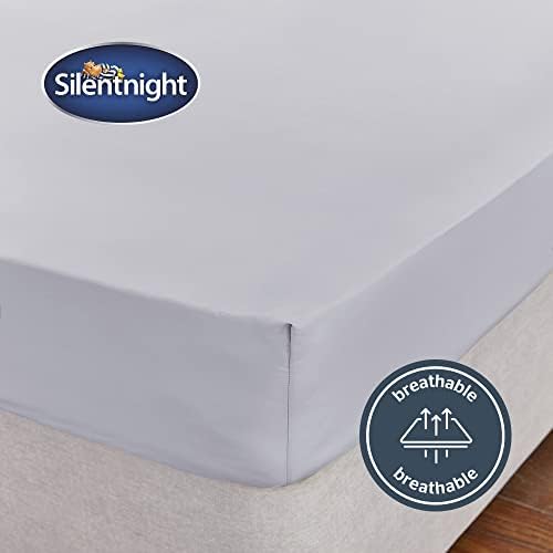 Silentnight Cotton Rich King Silver/Grey Fitted Sheet Super Soft and Easy Care No-Iron Luxury Linen Bottom Bedsheet - Elastic Hem to Snugly Fit Around Your Mattress Complimenting Your Duvet Cover