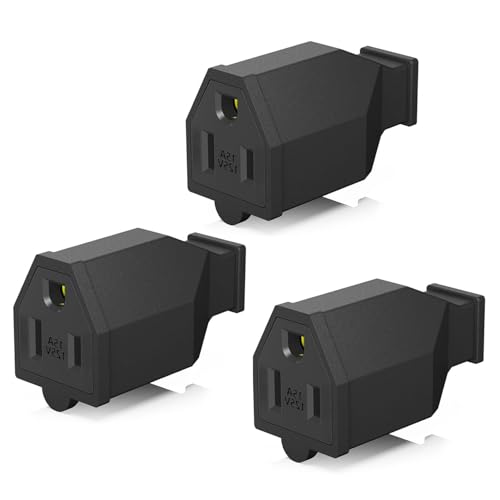 3Pack Straight Blade Plug 2 Pole 3 Wire 125V 15A Grounding Plug Female Extension Cord Ends Replacement Electrical Plugs Connectors End Black