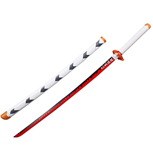 SHASHAYA Demon Slayer Sword 75cm(30in) Bamboo Samurai Katana, Handmade Anime Cosplay Prop, Kids Toy, Boys Girls Gift