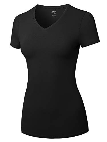 STARJJ-Womens-Basic-Active-Strethcy-Slim-Fit-Bodycon-V-Neck-Crewneck-Short-Sleeve-T-Shirt-Top-S-XL STARJJ-Womens-Basic-Active-Strethcy-Slim-Fit-Bodycon-V-Neck-Crewneck-Short-Sleeve-T-Shirt-Top-S-XL