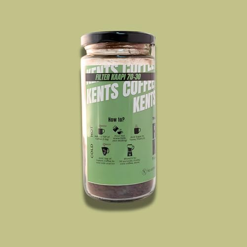 Image of Kents Coffee Instant Filter Coffee | 70-30 Authentic Blend (70% Coffee, 30% Chicory) | Medium Roast Bold Taste | No Added Sugar | No Flavouring| Makes Strong Hot Filter Coffee (100g)