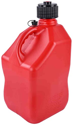 JEGS Square Red Jug | 5-Gallon Capacity | Contoured Handle | Exterior Fluid Level Markings | Leak-Free Seal | Unbreakable Cap | Made In USA