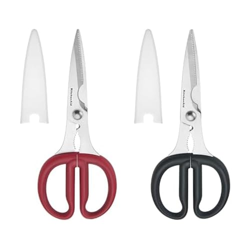 KitchenAid Multipurpose Shear Set, Versatile Scissors with Nutcracker, Bottle Opener, Ergonomic Handles with Protective Blade Covers, 2 Piece