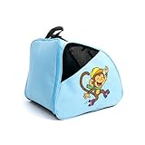 DOJA Barcelona Inliner Tasche Kinder mit Verstellbarer Gepolsterter - Blau mit einem Affendruck - Rollschuhtasche mit Großem Stauraum für Schuhe und Zubehör, Robuste Tasche Inliner Kinder