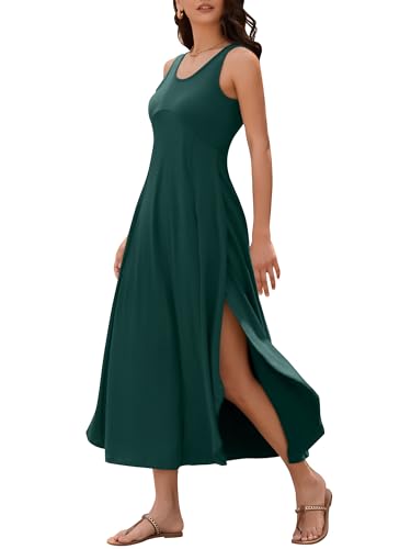 Image of ZAFUL U Neck Backless Split Flowy Maxi Casual Tank Dress